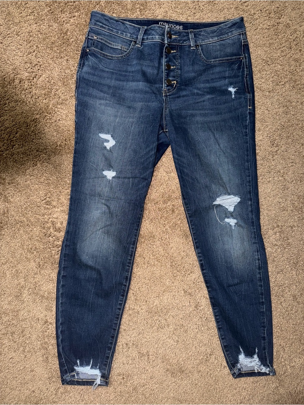 Maurices Dark Wash Ripped Skinny Jeans